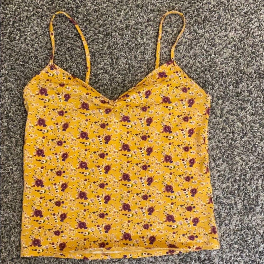 Yellow flowered tank top